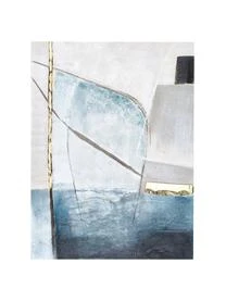 Bemalter Leinwanddruck Golden Blue II